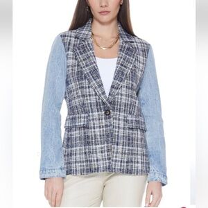 BLUE REVIVAL MIX DENIM HELEN BLAZER IN TWEED BLAZER SIZE S